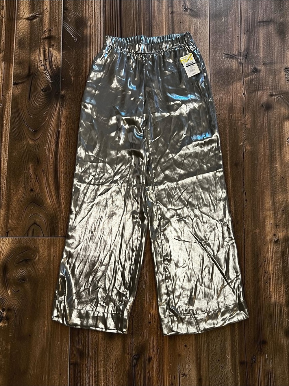 a new day Silver Metallic Wide-Leg Kids Pants